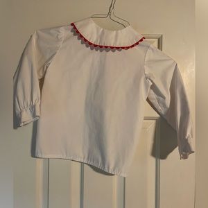 Peter Pan collared shirt with red scallops